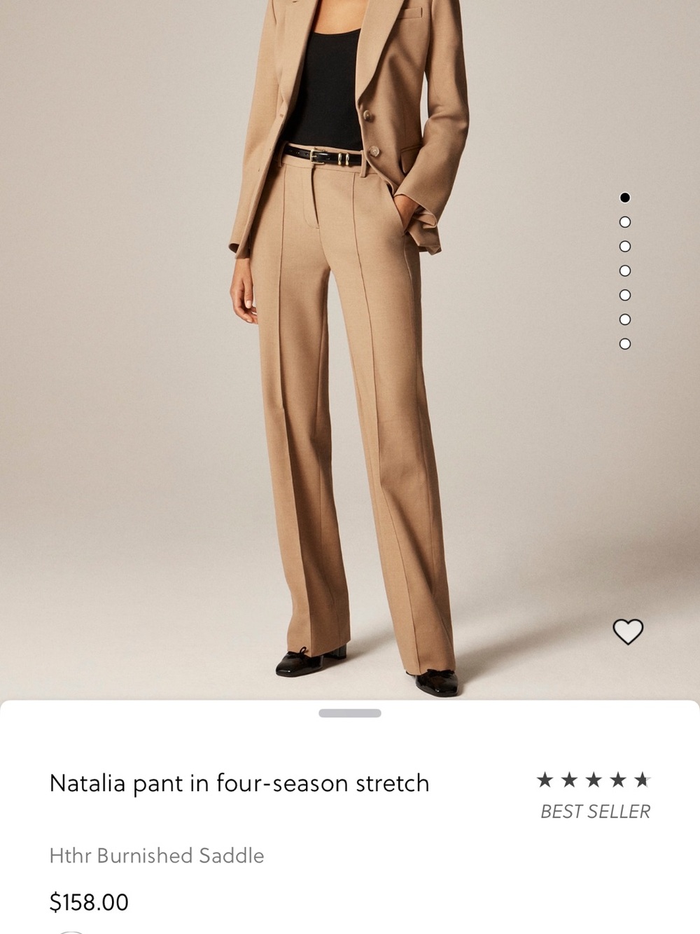 J. Crew Natalia Straight-Leg Pants in Saddle Brown